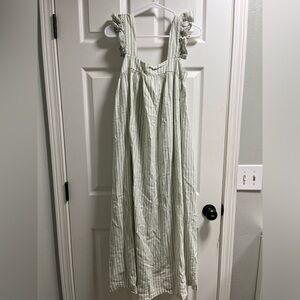Long white/green striped dress